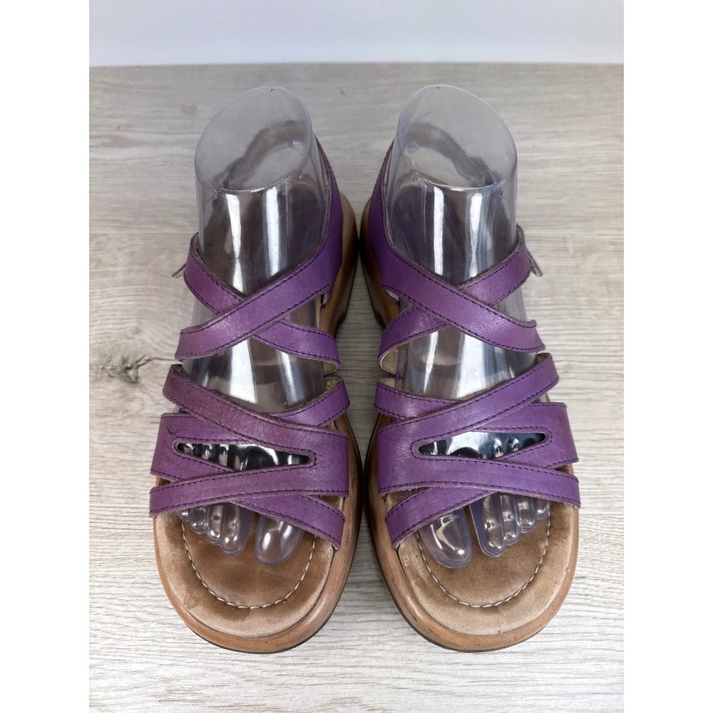 Vintage Dansko Womens EU 39 Plum Leather Strappy Platform Wedge Sandals - Picture 2 of 9
